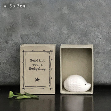 East Of India Matchbox Hedgehog 'Sending You A Hedgehug' Porcelain Hedgehog Figure