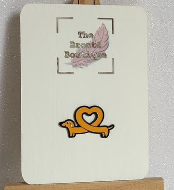 Dachshund Enamel Pin Badge On Gift Card Cute Sausage Dog Lover Fur Baby Loveheart Dachshund Pet Parents Dog Mum Dog Dad