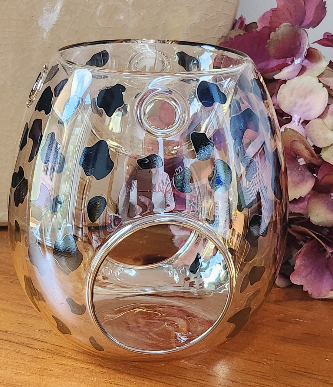 Leopard Print Wax Melt Burner Handblown Glass Melt Burner In Gift Box Birthday Anniversary Wedding Mother's Day Gift Idea Home Fragrance