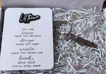 Mental Health Gift Box With Enamel Pin Badge & Keyring 'Let Them' Self Love Suicide Prevention Anti Bullying