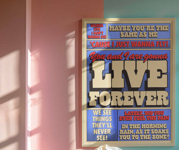 Wall Art Live Forever Oasis Inspired Print: 10x8 Unframed Blue Iris Designs