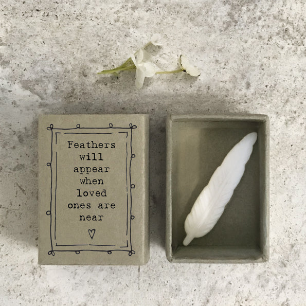 East Of India Matchbox Feather 'Feathers Appear When Loved Ones Are Near' Porcelain Hedgehog Figure