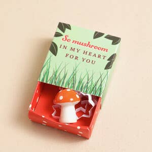 Lisa Angel Tiny Matchbox Ceramic Token - Mushroom 'So Mushroom In My Heart For You'.