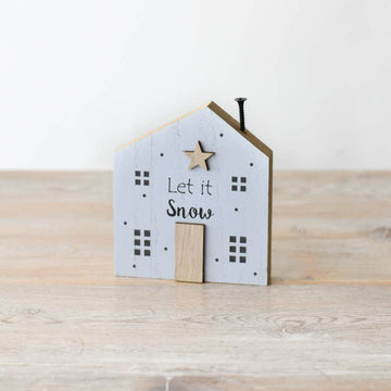 Let it Snow Christmas Decoration Wooden House.