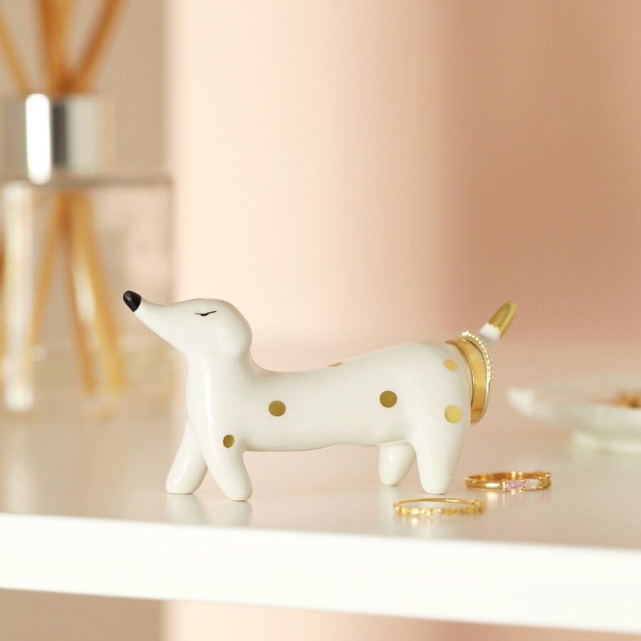 Lisa Angel Ceramic Sausage Dog Ring Holder Dachshund
