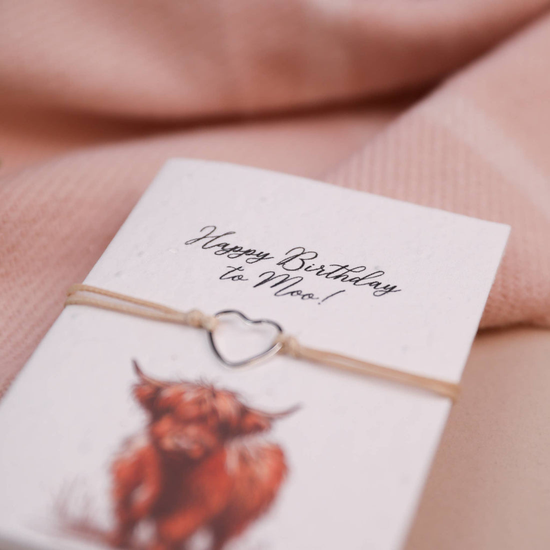 Highland Cow - Seeded Card & Wish Bracelet Happy Birthday To Moo From Letterbox Love