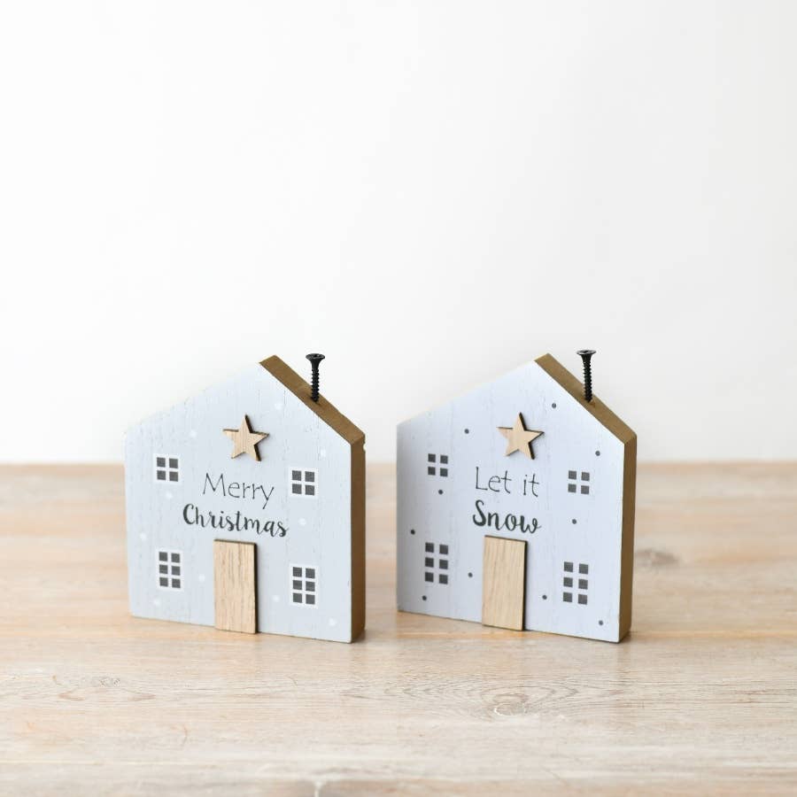 Let it Snow Christmas Decoration Wooden House.