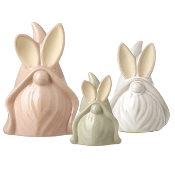 Heaven Sends Set Of 3 Porcelain Bunny Rabbit Gonks Spring Easter Summer