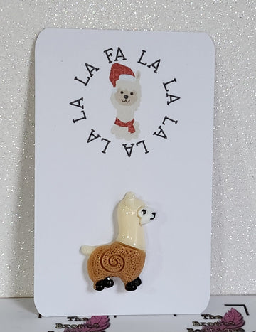 Llama Pocket Hug Resin Llama Pocket Hug Token Mounted On Gift Card 'Fa La La La La La La La' Santa Hat With Llots Of Llove Envelope