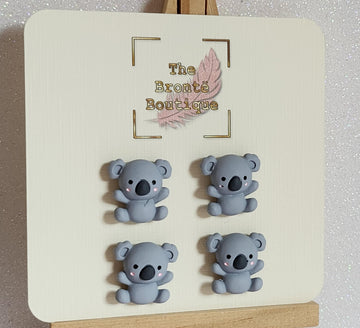 Koala Bear Fridge Magnets Set Of 4 Cute Koala Magnets Pale Pink Pale Grey Memo Board Planner Small 3D Office Small Business Uni School