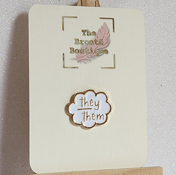 They/Them Enamel Pin Badge My Pronouns Are 'They/Them' Enamel Badge I Identify As They/Them LGBTQ Pride Pronouns Matter Gift Card Gold