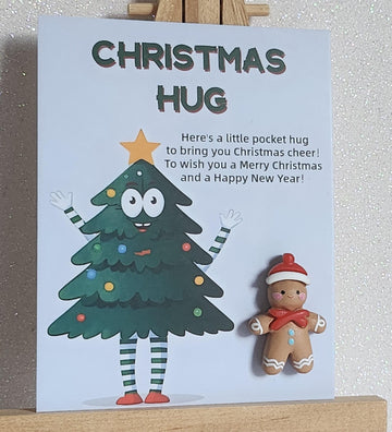 Christmas Pocket Hug 3d Gingerbread Man Pocket Hug Mounted On Gift Card 'Christmas Hug' Secret Santa Holidays