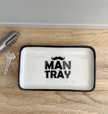 Ceramic Man Tray With Moustache Motif Father's Day Birthday