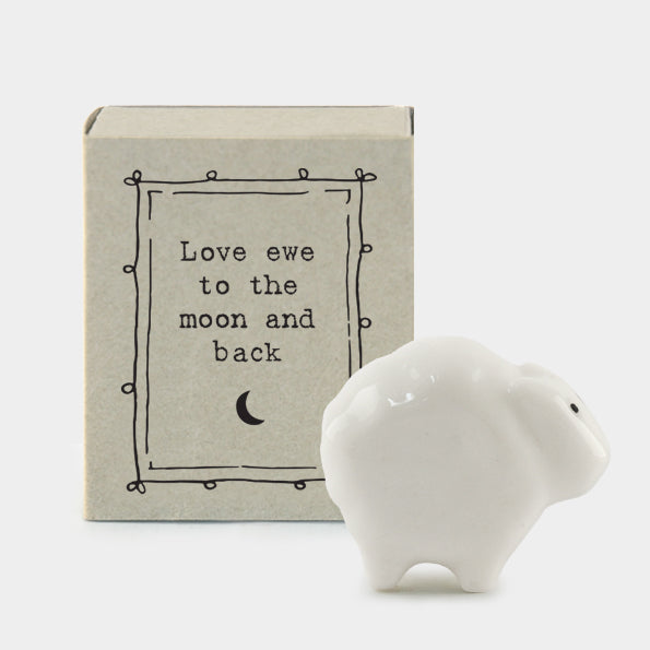 East Of India Matchbox Sheep  'Love Ewe To The Moon And Back' Porcelain Sheep Figure