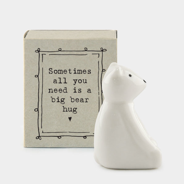 East Of India Matchbox Bear  'Sometimes All You Need Is A Big Bear Hug' Porcelain Bear Figure