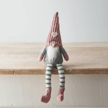 Grey And Pink Gonks Shelf Sitting Gonk  25cm tall.