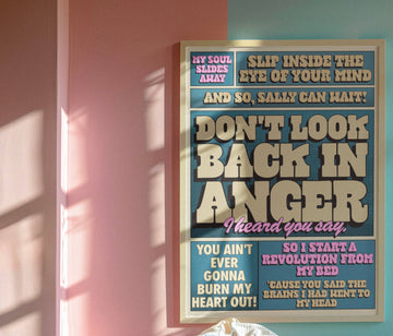 Wall Art Don’t Look Back In Anger Music Inspired Print : A4 Blue Iris Designs