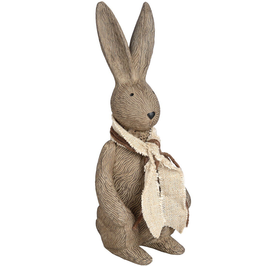 Barney The Bunny Rabbit Sitting Figure Brown Resin Rabbit Wearing Scarf 21cm Tall