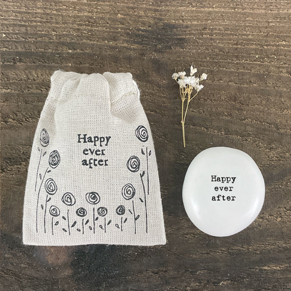 East Of India Hessian Drawstring Gift Bag - Happy Ever After