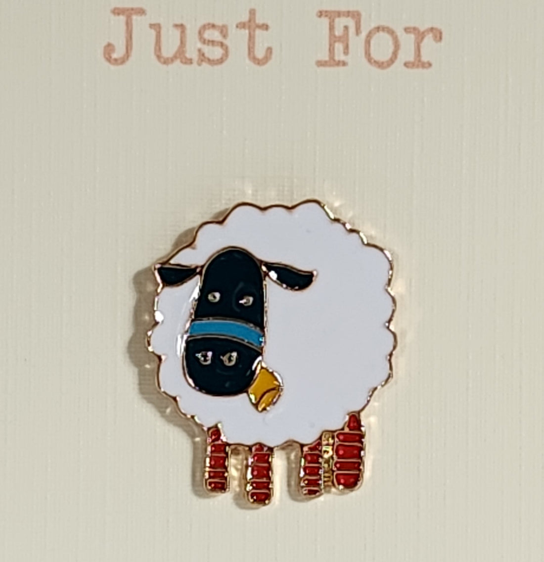 Sheep Enamel Pin Badge On Gift Card Multicolour Sheep Badge 'Just For Ewe' Friendship  Birthday Thinking Of Ewe Positivity Mental Health