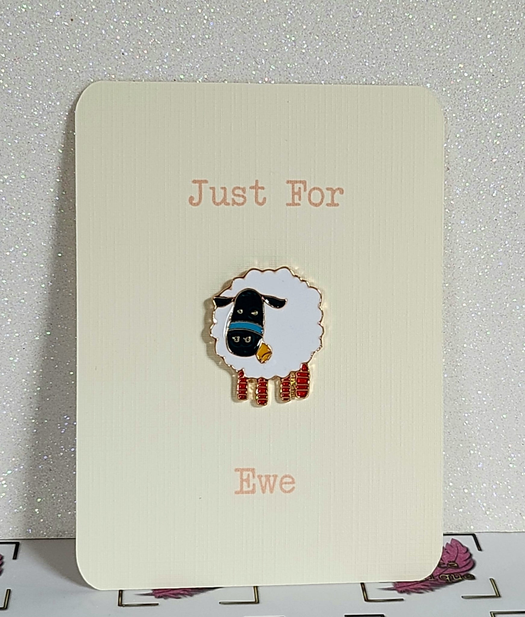 Sheep Enamel Pin Badge On Gift Card Multicolour Sheep Badge 'Just For Ewe' Friendship  Birthday Thinking Of Ewe Positivity Mental Health