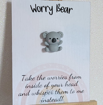 Worry Bear 3d Koala Bear Pocket Hug On Gift Card 'Take The Worries From Inside Your Head Whisper Them To Me Instead' New School Son Daughter