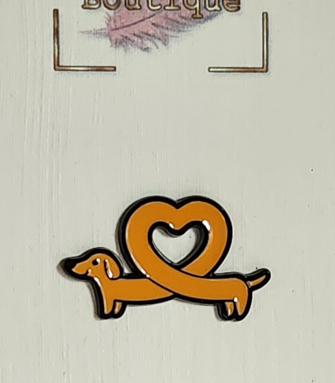 Dachshund Enamel Pin Badge On Gift Card Cute Sausage Dog Lover Fur Baby Loveheart Dachshund Pet Parents Dog Mum Dog Dad