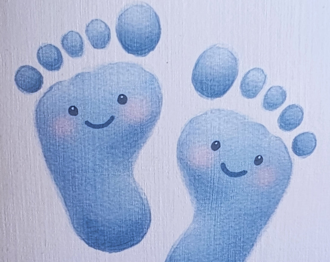 New Baby Boy Handmade Card Cute Baby Feet Baby Shower New Parents Free Delivery