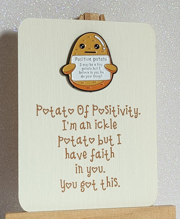 Positive Potato Enamel Pin Badge On Gift Card Potato Of Positivity Self Love Breakup Mental Health Friendship Suicide Prevention Self Esteem Positive