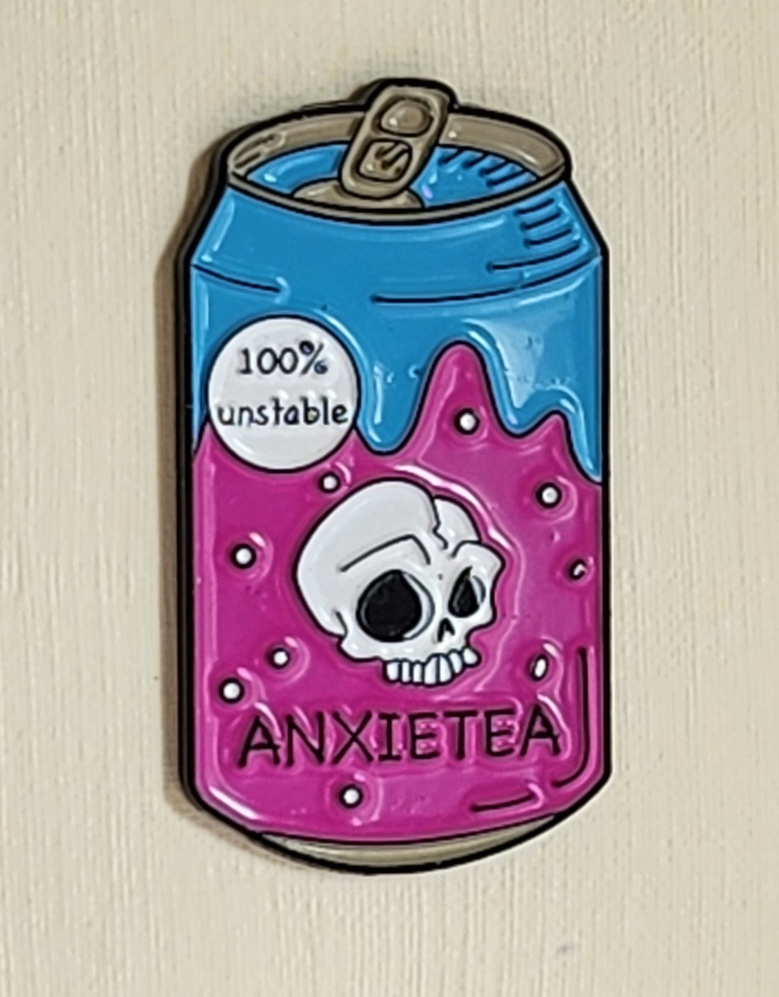 Anxiety Enamel Badge On Linen Effect Gift Card 'Anxietea 'Mental Health Positive Affirmation Positivity Friendship