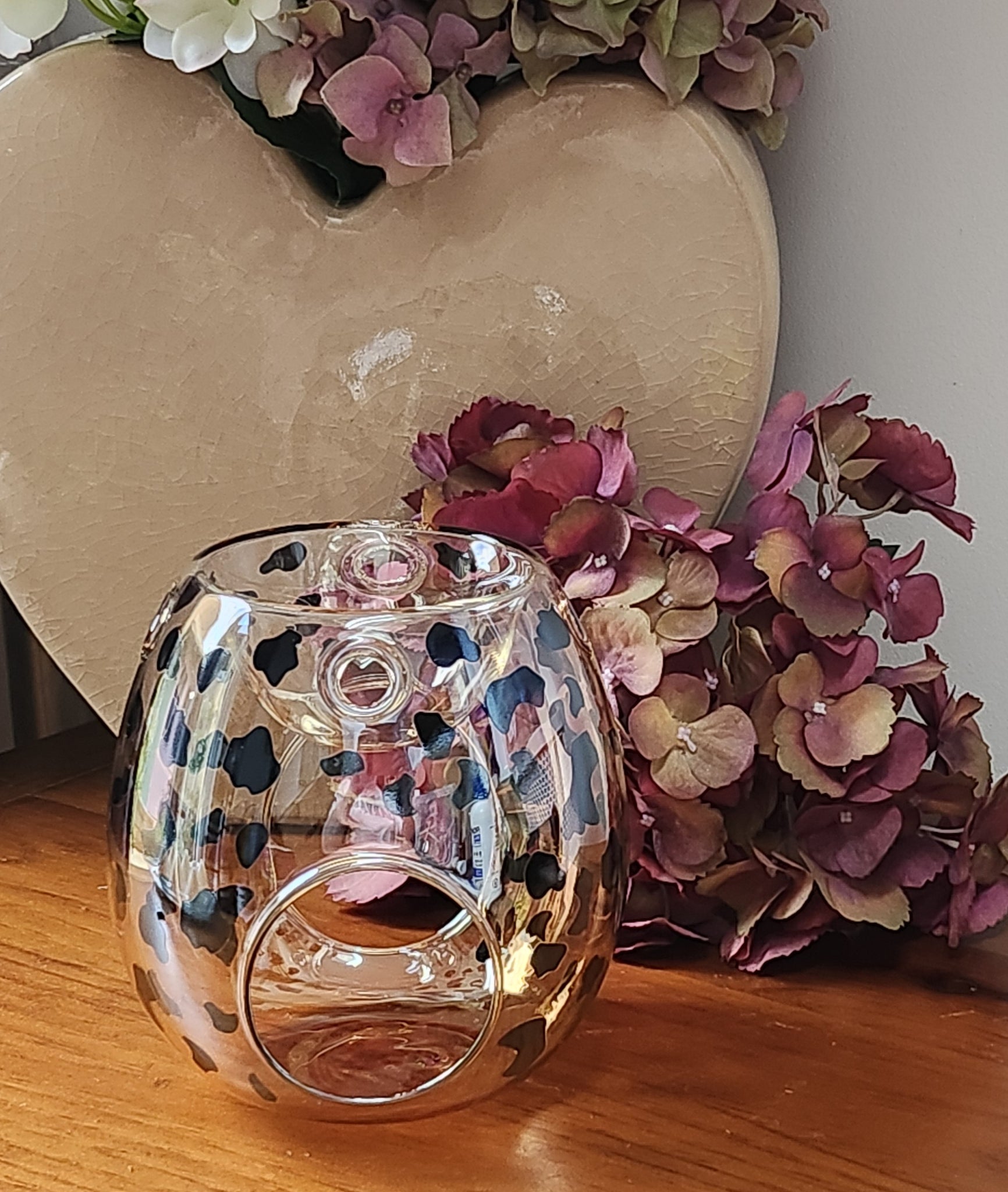 Leopard Print Wax Melt Burner Handblown Glass Melt Burner In Gift Box Birthday Anniversary Wedding Mother's Day Gift Idea Home Fragrance