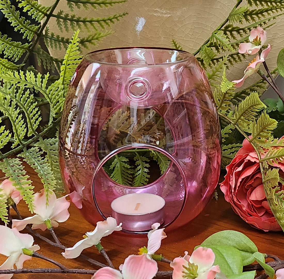 Wax Melt Burner Blush Pink Handblown Glass Melt Burner In Gift Box Birthday Anniversary Wedding Mother's Day Gift Idea Home Fragrance