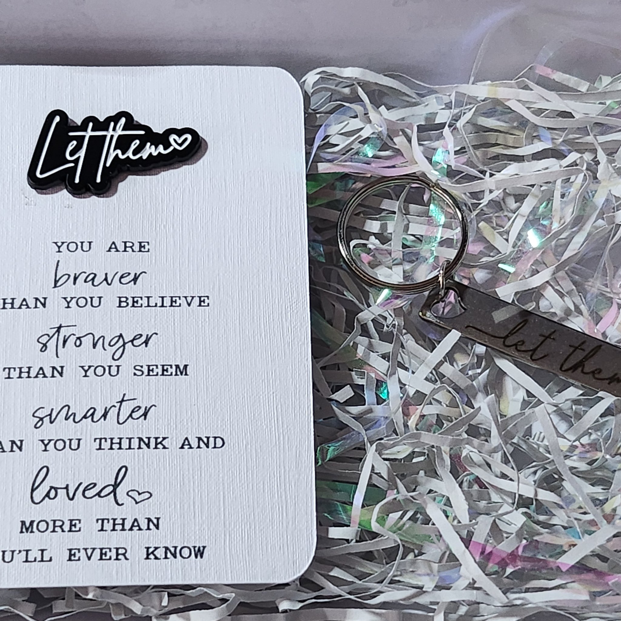 Mental Health Gift Box With Enamel Pin Badge & Keyring 'Let Them'  Self Love Suicide Prevention Anti Bullying