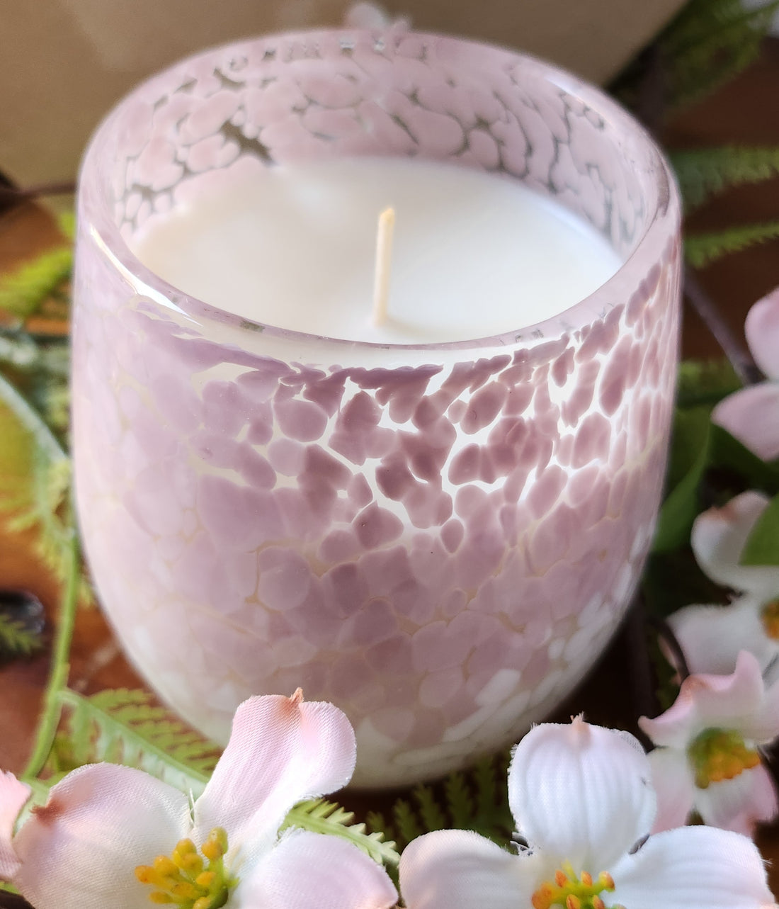 Cocosoy Luxury Scented Candle Handpoured In Stunning Pink Stemless Wineglass Jar Gift Boxed Pink Snowdrop Fragrance