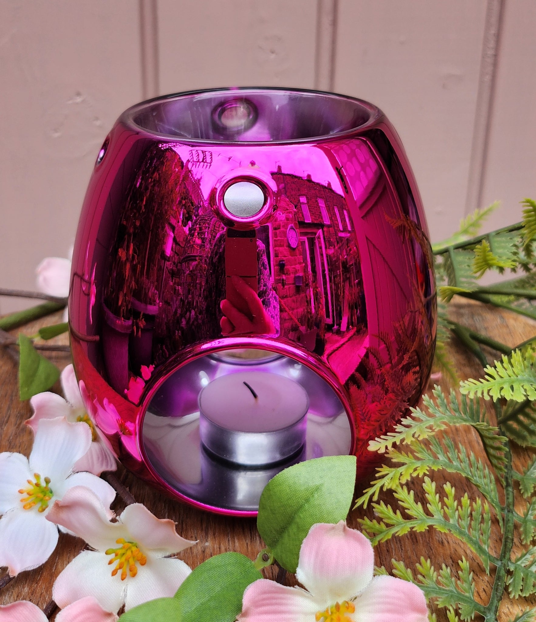 Wax Melt Burner Bright Metallic Pink Handblown Glass Melt Burner In Gift Box Birthday Anniversary Wedding Mother's Day Gift Idea Home Fragrance