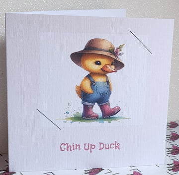 Positive Affirmation Handmade Card 'Chin Up Duck' Watercolour Duck Self Love Mental Health Free Delivery