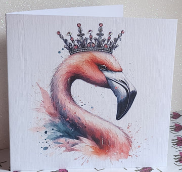 Positive Affirmation Handmade Card Watercolour Flamingo Swarovski Crystal Self Love Mental Health Free Delivery