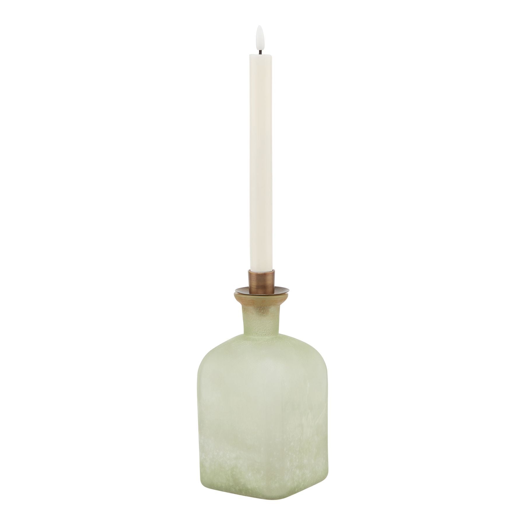 Sage Large Candleholder Vase Smoked Sage And Aged Brass Candleholder Vase