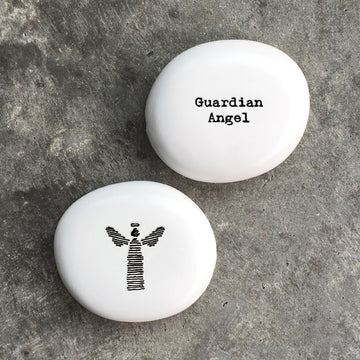 East Of India Porcelain Pebble Guardian Angel.