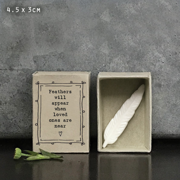 East Of India Matchbox Feather 'Feathers Appear When Loved Ones Are Near' Porcelain Hedgehog Figure