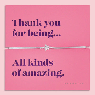 Thank you for Being Amazing Bracelet Letter Box Love Positive Affirmation.