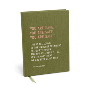 Motivational Journal - Elizabeth Gilbert You Are Safe Cloth Bound Journal Eat - Pray - Love Author