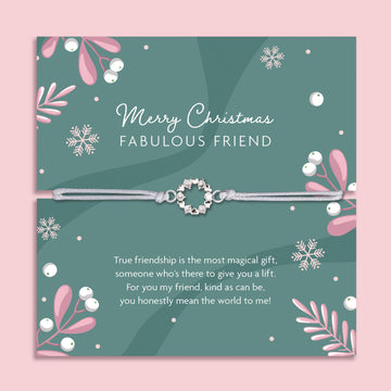 Letterbox Love Christmas Bracelet 'Fabulous Friend' Adjustable Bracelet - Green.