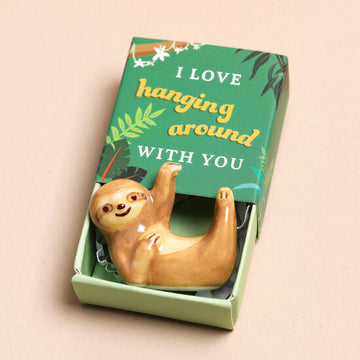 Lisa Angel Tiny Ceramic Matchbox Token Matchbox Ceramic Sloth 'I Love Hanging Around With You'  Positivity Gift