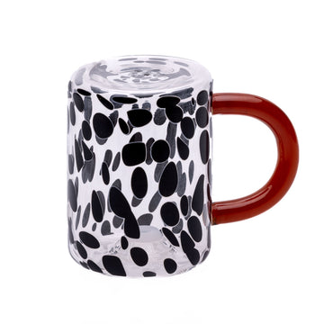 Spotty Glass Salt/Pepper Shaker Black And White With Red Handle