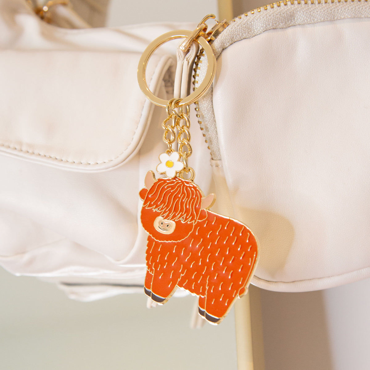 Highland Cow Enamel Keyring By Sass & Belle