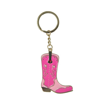 Pink Cowgirl Boot Enamel Keyring By Sass & Belle