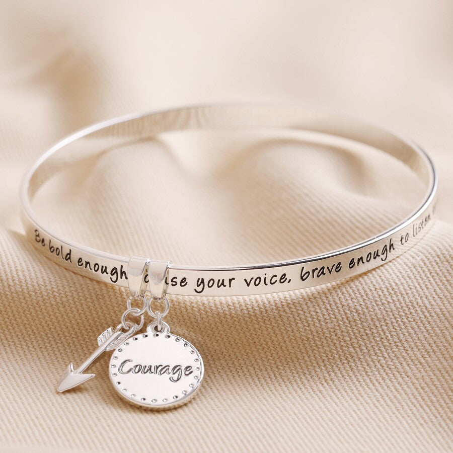 'Bold and Brave' Meaningful Word Bangle By Lisa Angel