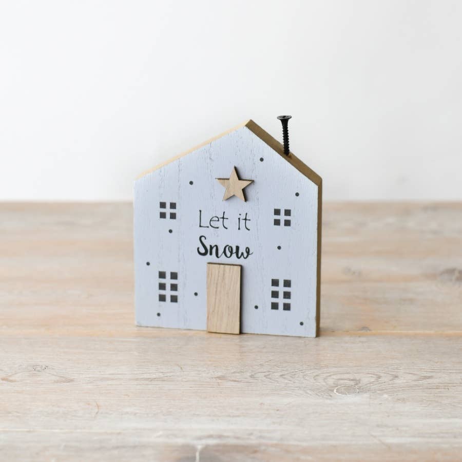Let it Snow Christmas Decoration Wooden House.