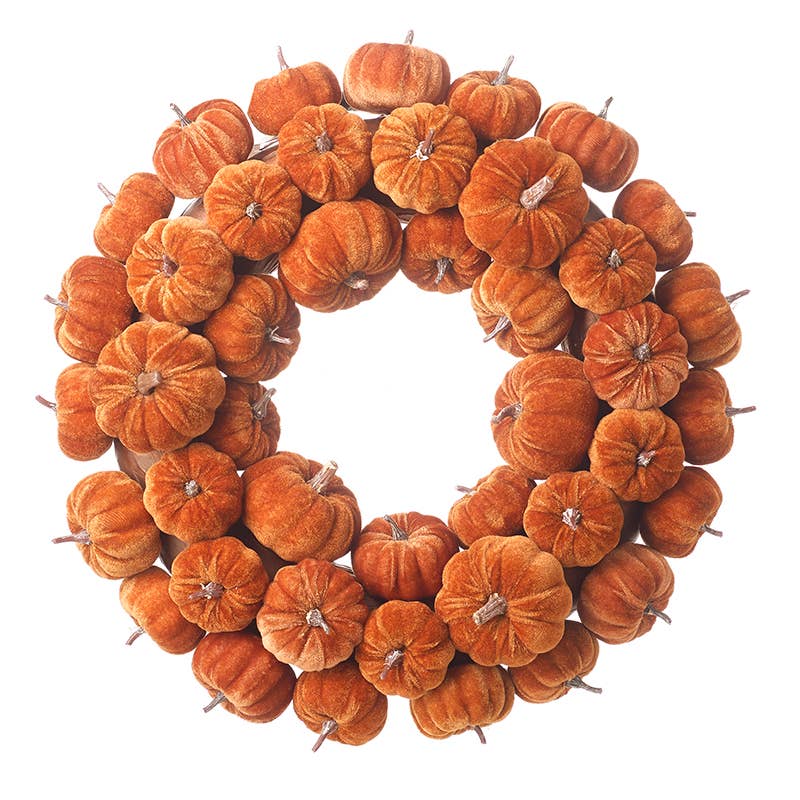 Velvet Orange Pumpkin Wreath By Heaven Sends.